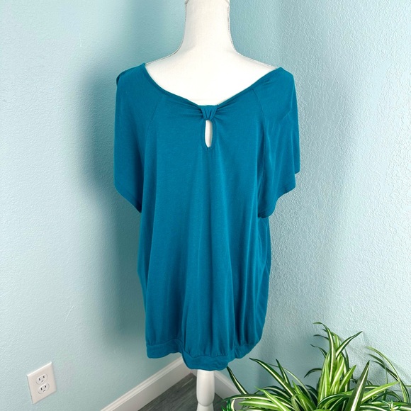 Mossimo Plus Size 24w/26w Blue Top Scoop Neck Keyhole Back - Picture 5 of 11